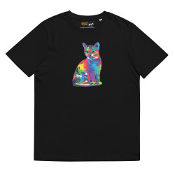 Camiseta de algodón orgánico unisex Gato Colorido