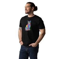Unisex organic cotton t-shirt Fractal Colored Cat