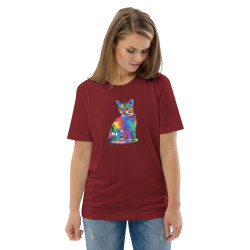 Unisex organic cotton t-shirt Fractal Colored Cat