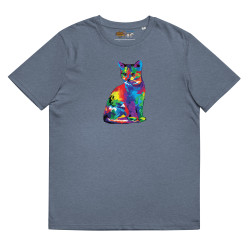Camiseta de algodón orgánico unisex Gato Colorido
