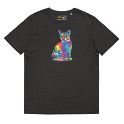 Camiseta de algodón orgánico unisex Gato Colorido