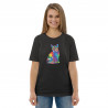 Camiseta de algodón orgánico unisex Gato Colorido