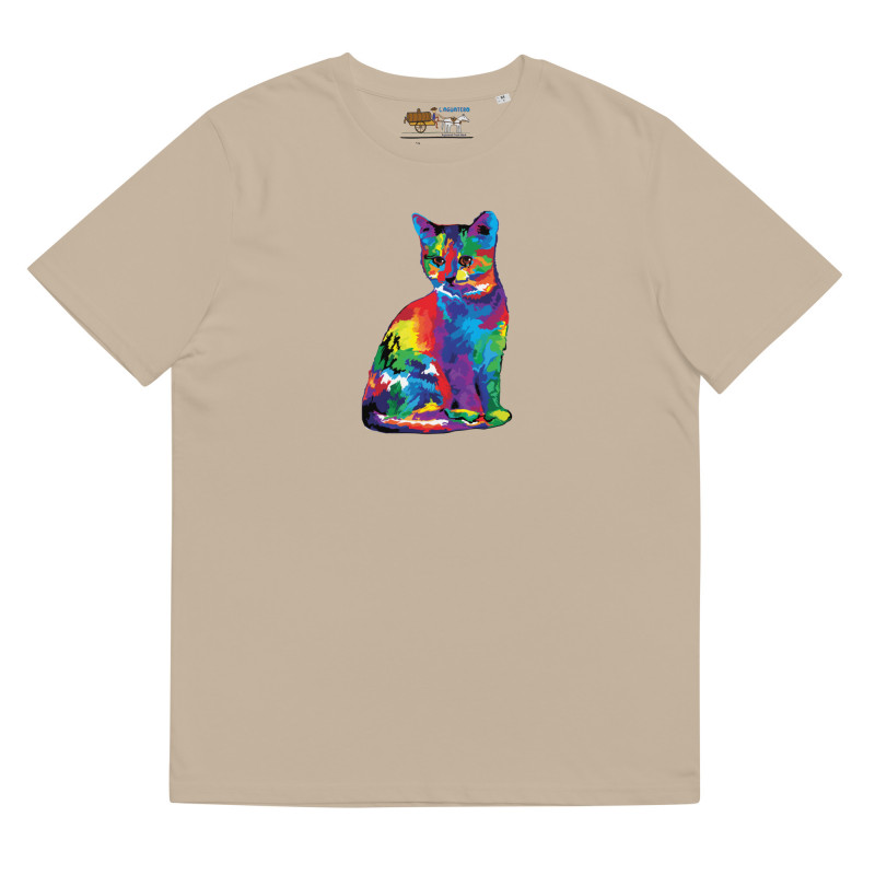 Unisex organic cotton t-shirt Fractal Colored Cat