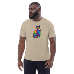 Unisex organic cotton t-shirt Fractal Colored Cat