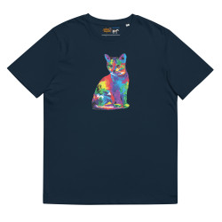 Camiseta de algodón orgánico unisex Gato Colorido