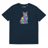 Camiseta de algodón orgánico unisex Gato Colorido