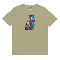 Unisex organic cotton t-shirt Fractal Colored Cat