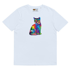 Unisex organic cotton t-shirt Fractal Colored Cat