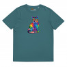 Camiseta de algodón orgánico unisex Gato Colorido