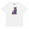 Camiseta de algodón orgánico unisex Gato Colorido